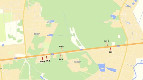 Схема рекламной плоскости по адресу км 24+025 (слева), направление на Киев, Трасса Киев-Чоп (Житомирская, М-06),   Стоянка-Дмитровка