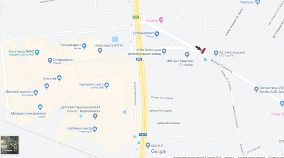 Схема рекламной плоскости по адресу ул.Стеценко-напротив маг. NOVUS/Ашан/Эпицентр/ТРЦ LAVINA