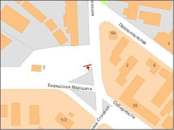 Схема рекламной плоскости по адресу М.Бірюзова вул - Зіньківська вул.