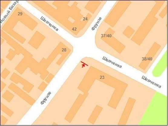 Схема рекламной плоскости по адресу Європейська вул. (Фрунзе) - Шевченка вул.