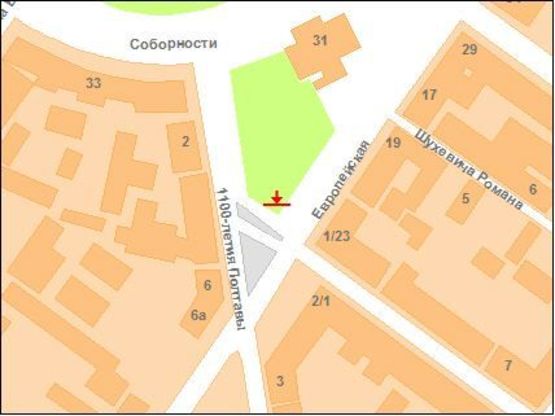 Схема рекламной плоскости по адресу ул.Фрунзе - ул.Ленина (задняя сторона роллера)