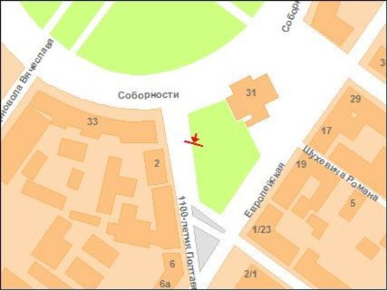 Схема рекламної площини за адресою к-тр Котляревский