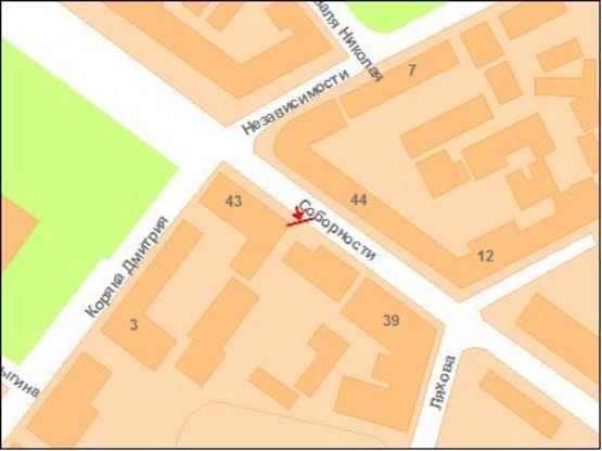 Схема рекламной плоскости по адресу ул.Октябрьская, 41 (Видео Тема)