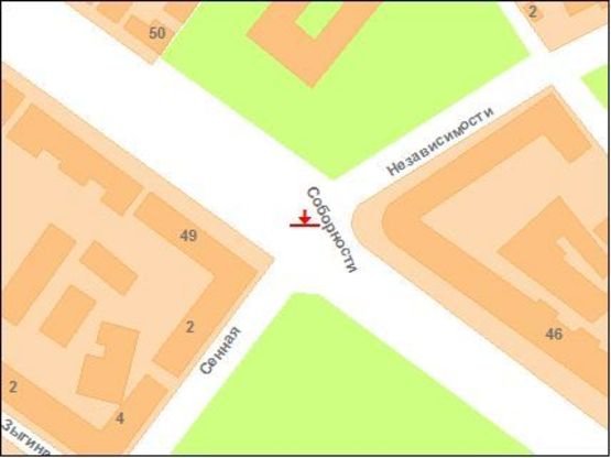 Схема рекламної площини за адресою Кооп.универ.(с ул.Сенная)