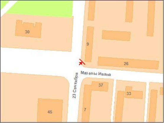 Схема рекламної площини за адресою ул.Калинина - ул.23 Сентября