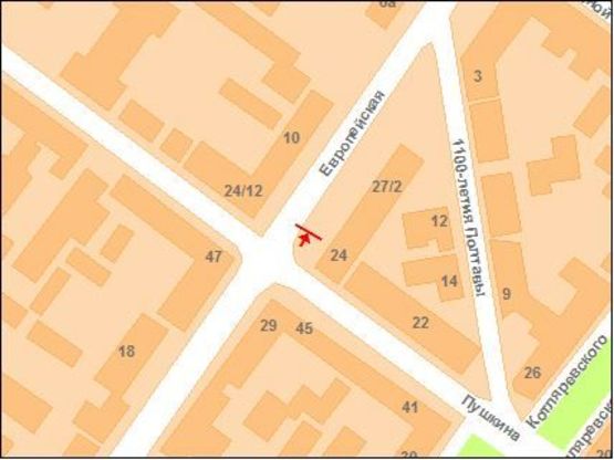 Схема рекламной плоскости по адресу ул.Фрунзе-ул.Пушкина (Атлантика)