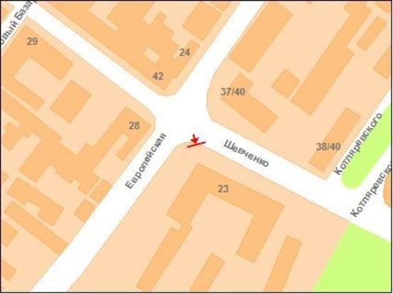 Схема рекламной плоскости по адресу ул.Фрунзе - ул.Шевченко(переход)