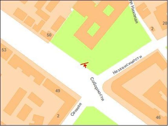 Схема рекламної площини за адресою ул.Октябрская,50 (Кооп.универ.)