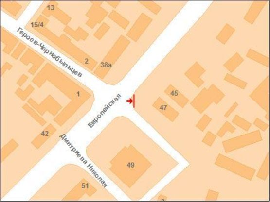 Схема рекламной плоскости по адресу на перкр. ул Фрунзе и ул. Чапаева