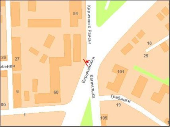 Схема рекламної площини за адресою на перер. ул. Фрунзе и ул. Розы Люксембург