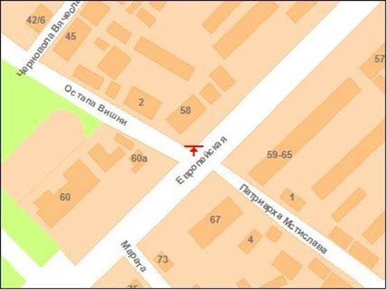 Схема рекламной плоскости по адресу на перкр. ул. Фрунзе,58 и ул.О.Вишни