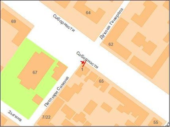Схема рекламної площини за адресою ул. Октябрьская, 65