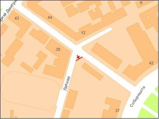 Схема рекламной плоскости по адресу на перкр.ул.Октябрьская и ул.Ляхова (на ограде)