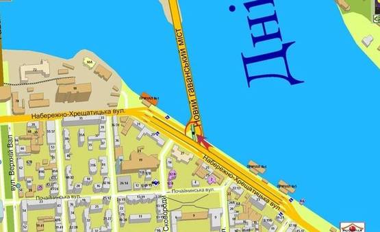 Схема рекламної площини за адресою Набережно-Крещатицкая/Гаванский мост-на левый берег (А3) призма правая