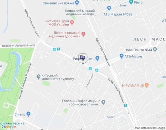 Схема рекламної площини за адресою Миропольская 27/16/вход в рынок "Юность"(А3) призма на м.Чернігівська