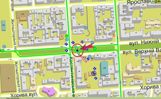 Схема рекламної площини за адресою Верхний Вал/Константиновская (А3) - на ул.Артема призма