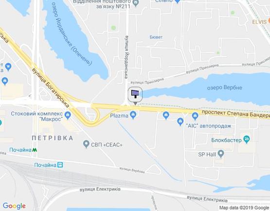 Схема рекламной плоскости по адресу пр-т С.Бандери/вул.Йорданська (Л.Гавро) (А1) к Петровке призма