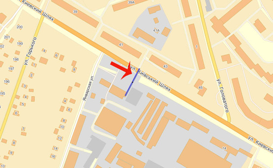 Схема рекламної площини за адресою Борисполь ул.Киевский шлях (А2) левый/АТБ,рынок Зоряный-ПРИЗМА