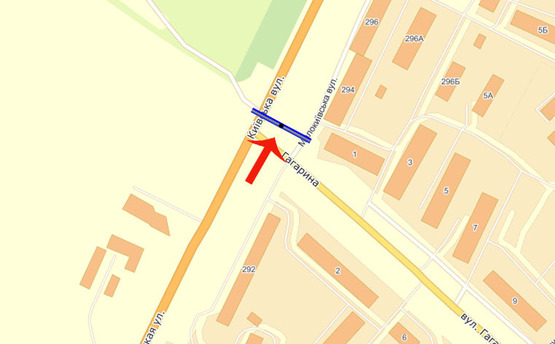 Схема рекламной плоскости по адресу Бровары Киевская,292/Гагарина-СИЛЬПО (А) верхний/призма - из Киева