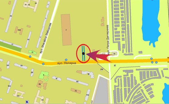 Схема рекламной плоскости по адресу Полярная/200 м к ул.Майорова (А) на пл.Шевченко (А1) (призма)