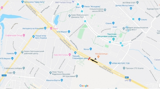 Схема рекламной плоскости по адресу ул. Б.Окружная - автоцентр "VOLVO"/ NOVUS / МакДональдз - напр. на пр. Победы