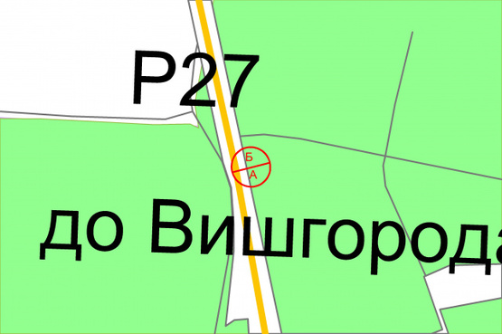 Схема рекламной плоскости по адресу Мінське шосе (Р02), міська смуга, рух в напрямку Нові Петрівці