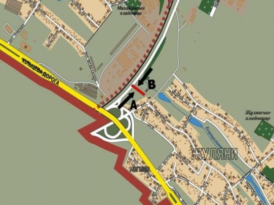 Схема рекламной плоскости по адресу ул. Б.Окружная / а-т Жуляны в напр. Воздухофлотского просп.