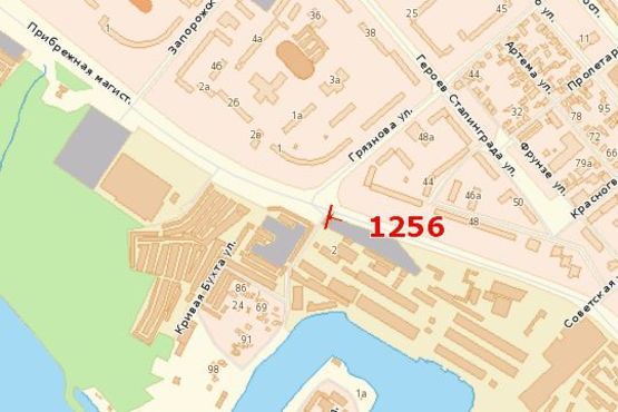 Схема рекламной плоскости по адресу Набережна магіст. - Фортечна вул. (Грязнова вул.)