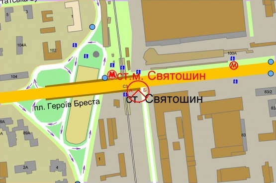 Схема рекламной плоскости по адресу Победы проспект /Экскаваторная