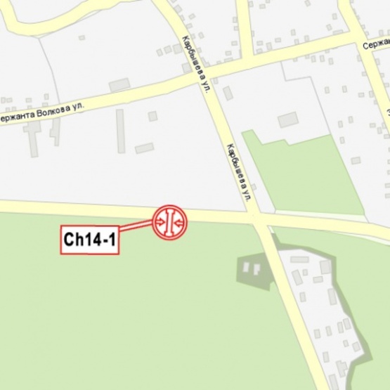 Схема рекламной плоскости по адресу дорога Черкассы-Канев (350м после ул. Карбышева в направлении Черкас)