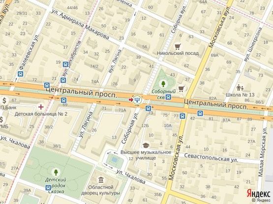 Схема рекламной плоскости по адресу просп. Центральный - ул. Соборная