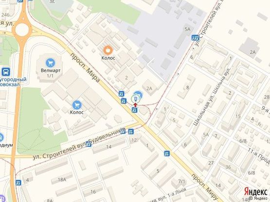 Схема рекламной плоскости по адресу пр-т Мира - ул. Строителей