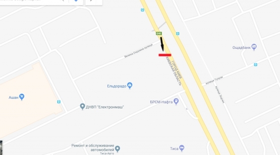Схема рекламной плоскости по адресу Большая Окружная / АШАН/ Эльдорадо/ Электронмаш/ -в напр. Одесской пл.