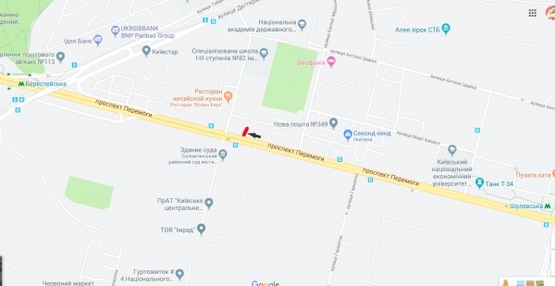 Схема рекламной плоскости по адресу просп. Победы, 66, в напр. м. Берестейская