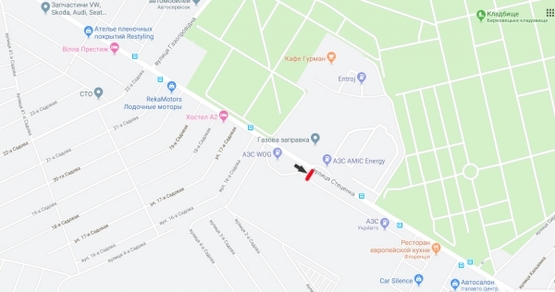 Схема рекламной плоскости по адресу ул.Стеценко, возле АЗС "WOG", напротив АЗС "AMIC"