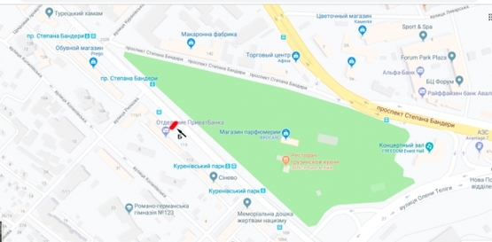 Схема рекламной плоскости по адресу ул. Кирилловская (Фрунзе), 115/2 - маг. "АТБ", в напр. Куреневского рынка