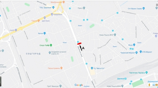 Схема рекламной плоскости по адресу Харьковское шоссе,9 - Ленинградская пл.