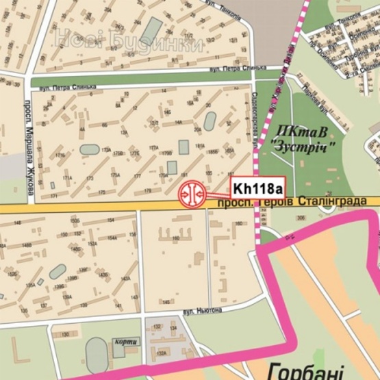 Схема рекламной плоскости по адресу Героев Сталинграда просп., 183, (маркет "АТБ", "Watsons", гостиница "Меркурий", Обласная больница №22, бильярдный клуб "King"), в направл. просп. 50-летия СССР