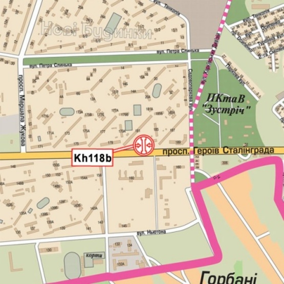 Схема рекламної площини за адресою Героев Сталинграда просп., 183, (маркет "АТБ", "Watsons", гостиница "Меркурий", Обласная больница №22, бильярдный клуб "King"), в направл. просп. Косиора