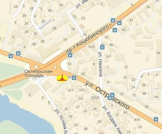 Схема рекламной плоскости по адресу пл. Героїв Чорнобиля (пл. Жовтнева)