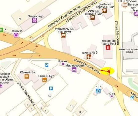 Схема рекламної площини за адресою перехрестя вул. Брацлавська/вул. Нансена, Б