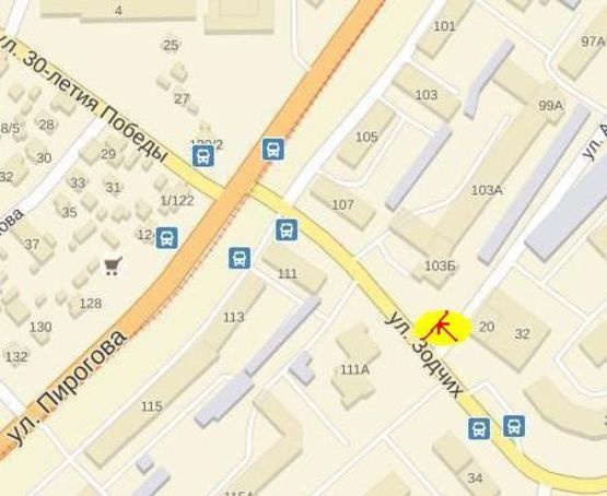 Схема рекламної площини за адресою вул. Академіка Ющенка, 20, А