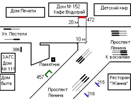 Схема рекламной плоскости по адресу 313_Запорожье_пр.Ленина /пл.Пушкина (ИПК