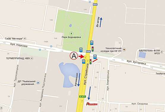 Схема рекламної площини за адресою Стрийська - вул. Хуторівка