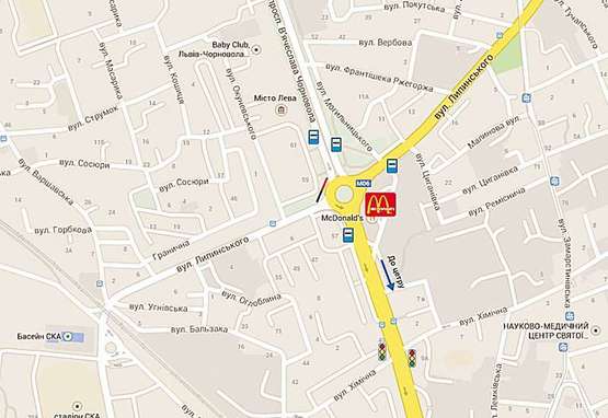 Схема рекламной плоскости по адресу Чорновола - вул. Липинського (справа)