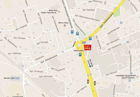 Схема рекламної площини за адресою пр.Чорновола - вул. Липинського (справа)