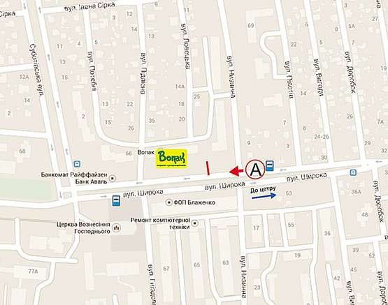 Схема рекламной плоскости по адресу вул.Широка (торговий центр, за рухом)
