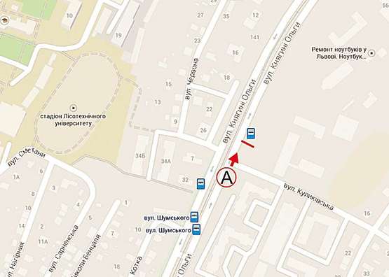 Схема рекламної площини за адресою Кн. Ольги ( Маг. "Рукавичка")