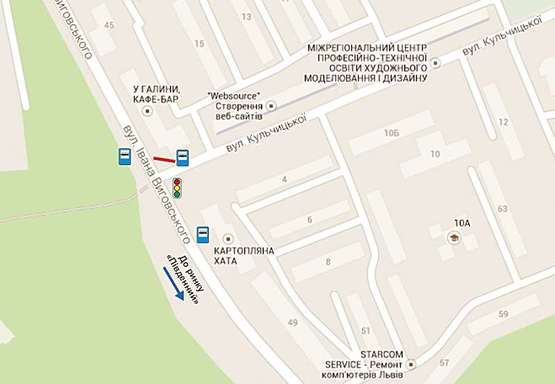 Схема рекламної площини за адресою Виговського -  Кульчицької