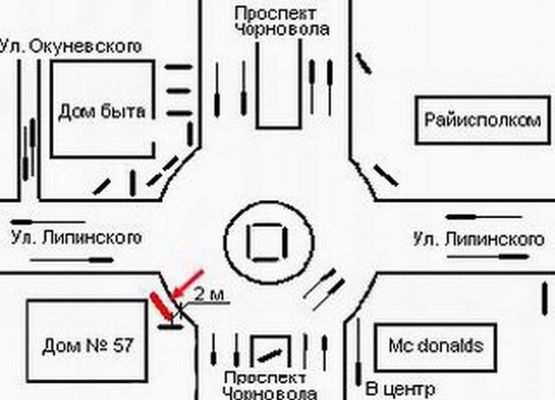 Схема рекламной плоскости по адресу вул. Липинського - пр. Чорновола (ЦНТІ)